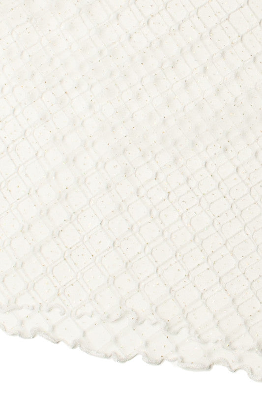 Gold Glitter Mesh Mock Neck Top