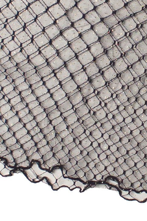 Gold Glitter Mesh Mock Neck Top