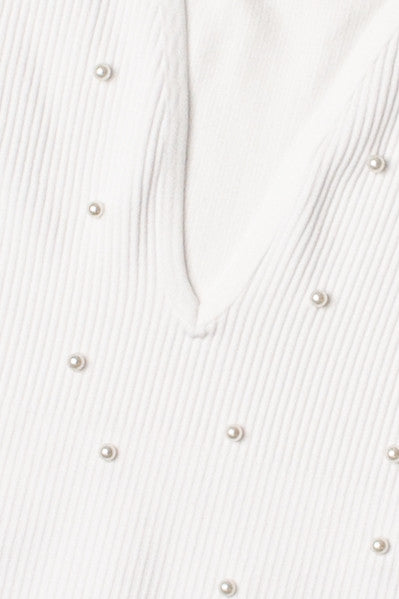 Pearl Detail Deep V Crop Tank