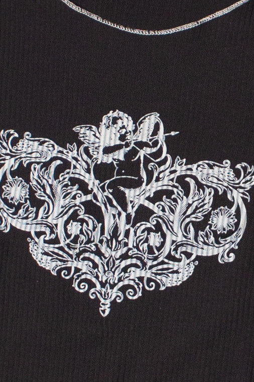 Floral Cupid Ribbed Graphic Tee