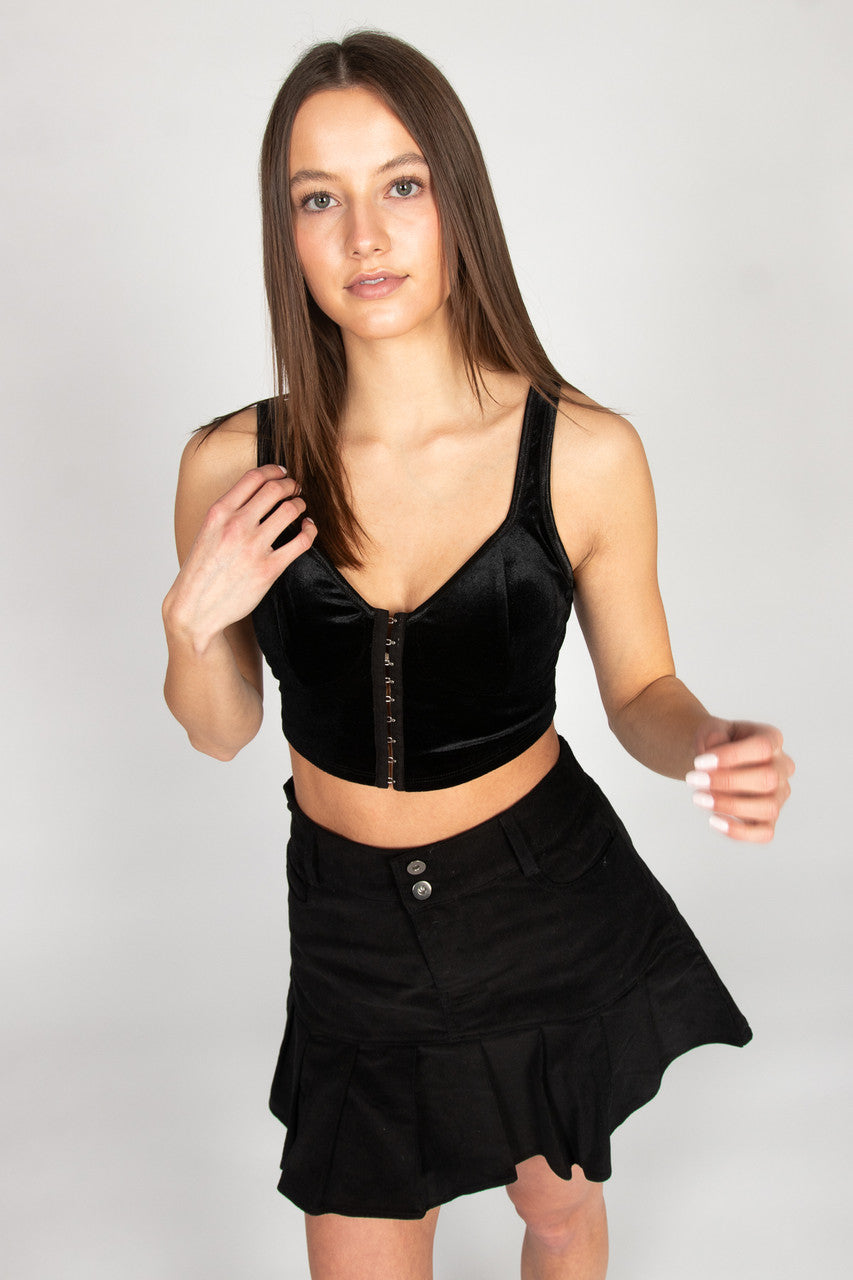 Velvet Hook & Eye Crop Top