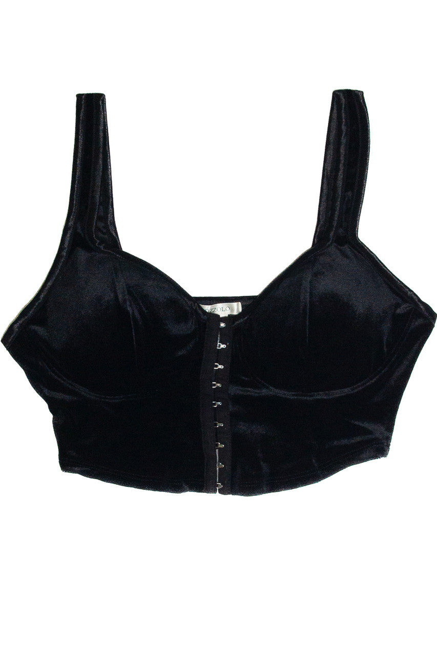 Velvet Hook & Eye Crop Top