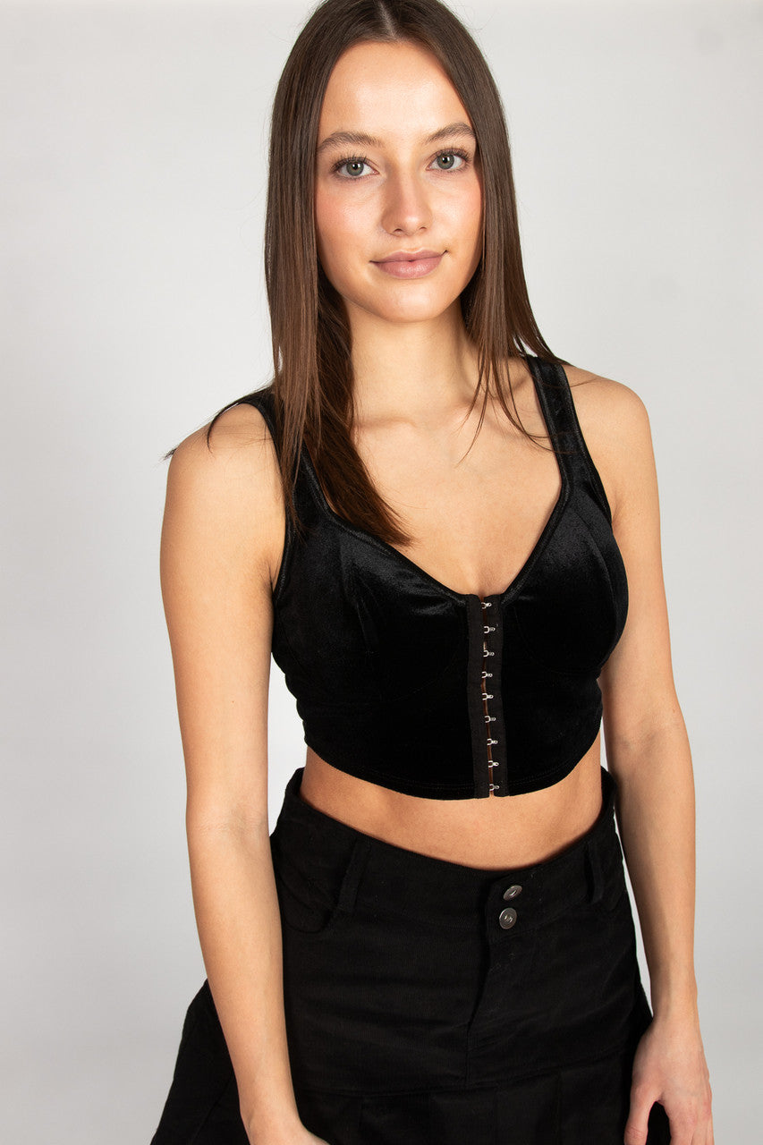 Velvet Hook & Eye Crop Top