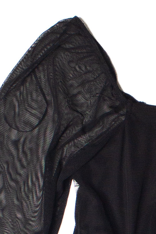 Mesh Ruched Front Long Sleeve Top