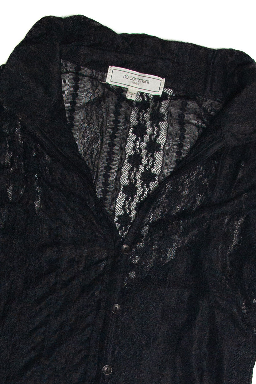 Black Lace Button Up Shirt With Cami
