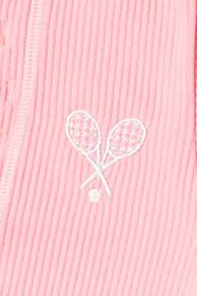 Embroidered Patch Sporty Notch Neck Seamless Tee