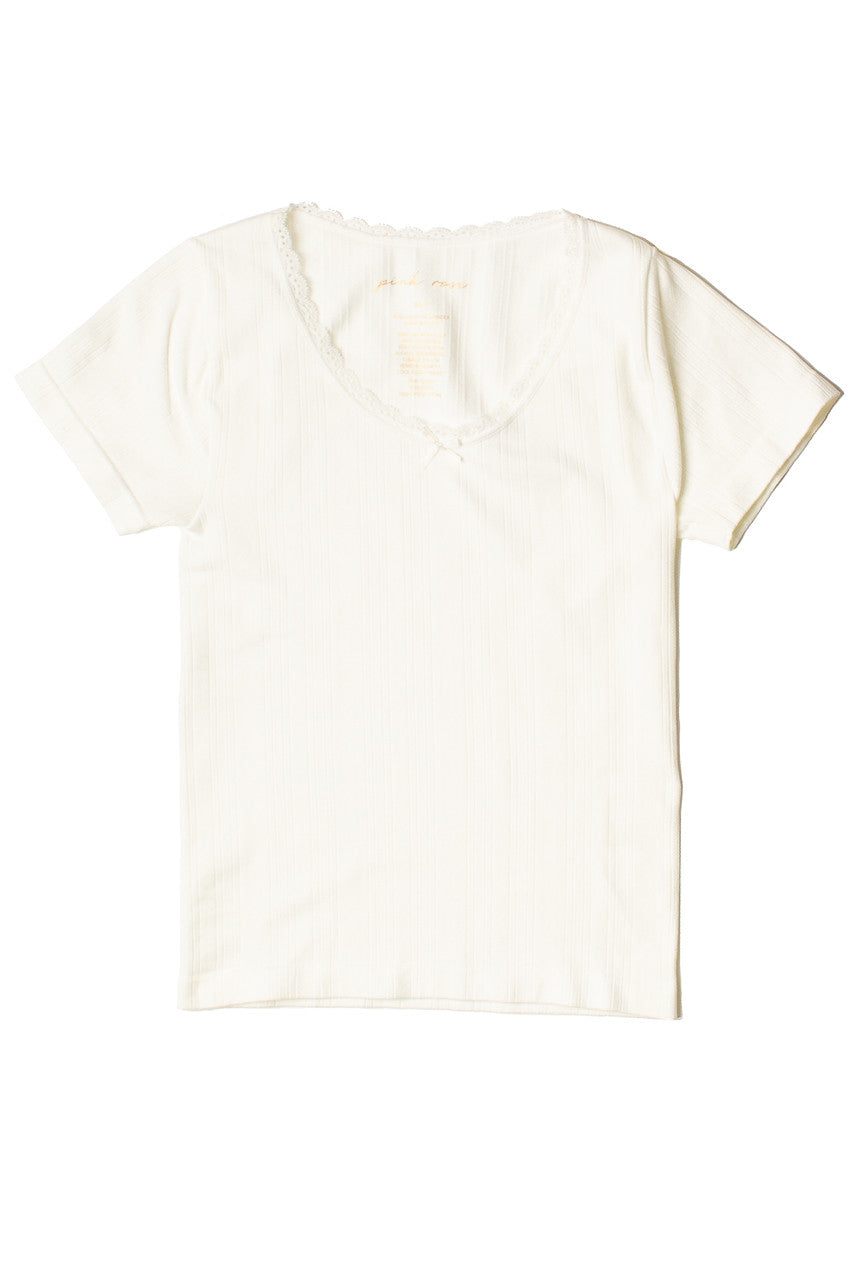 Pointelle Lace Bow Tee