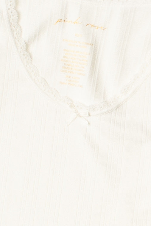 Pointelle Lace Bow Tee