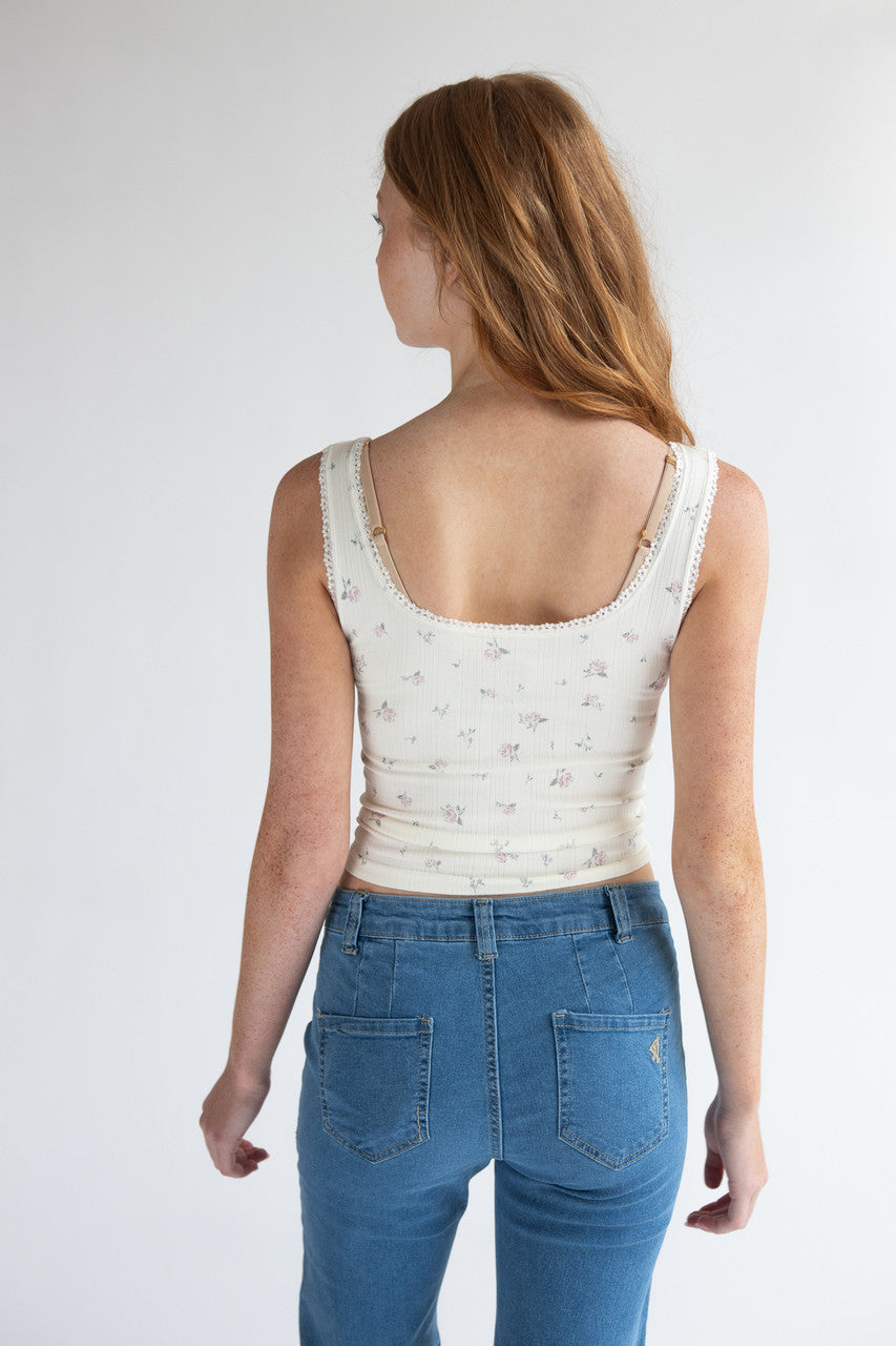 Ditsy Floral Tank W/ Bow