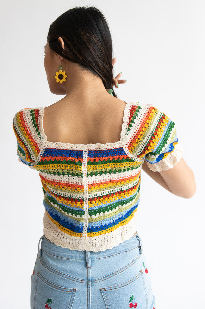 Stripe Crochet Cardigan