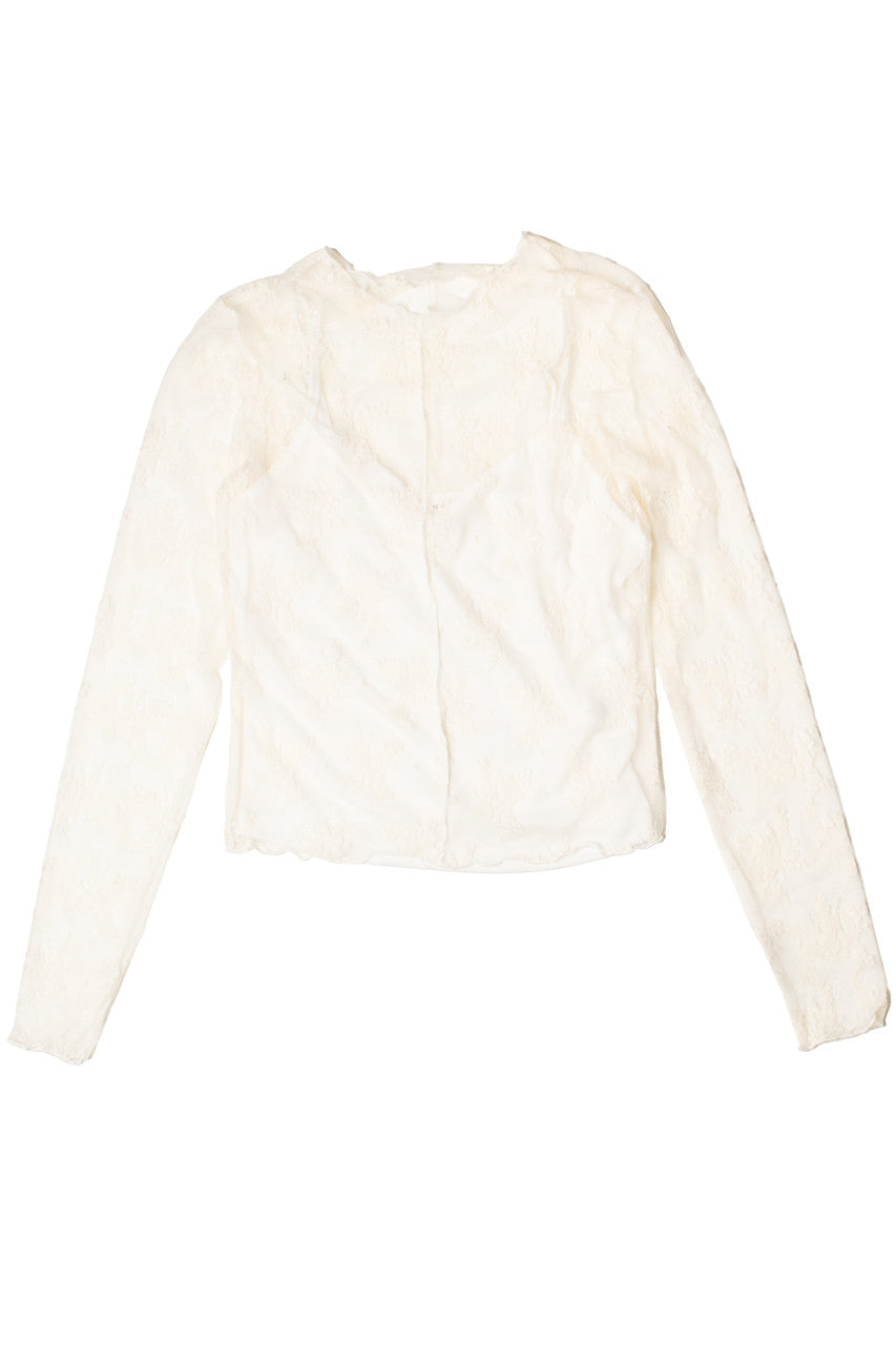 Long Sleeve Mesh Lace Top With Cami