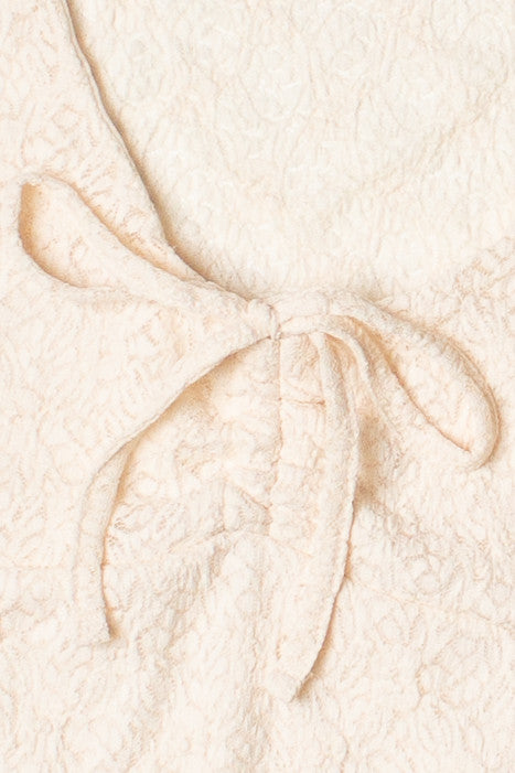 Cinched Tie Front Lace Tee