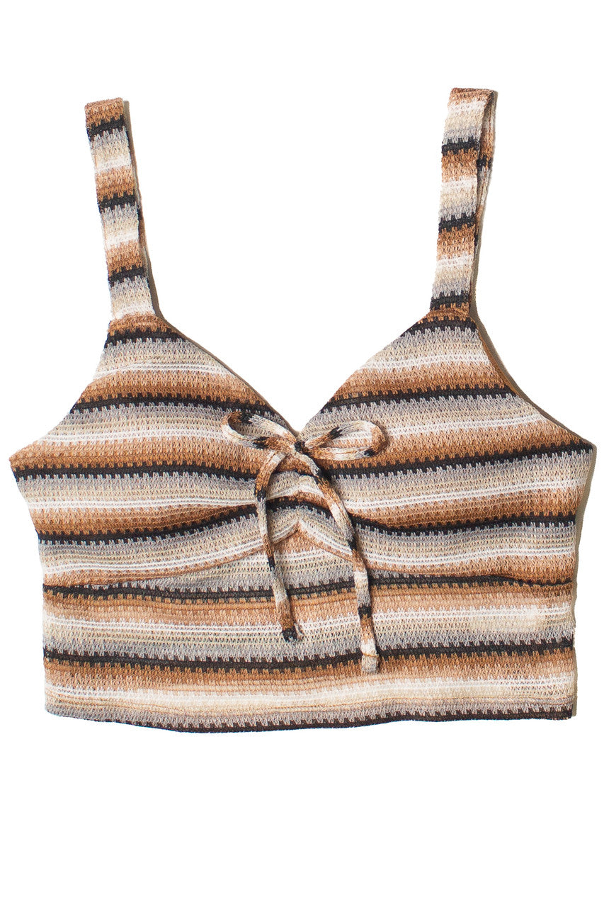 Crochet Stripe Bow Front Tank Top
