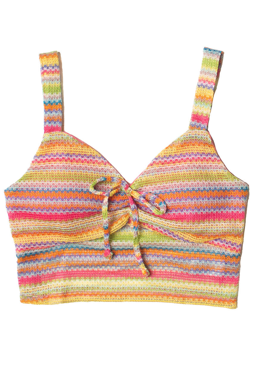 Crochet Stripe Bow Front Tank Top