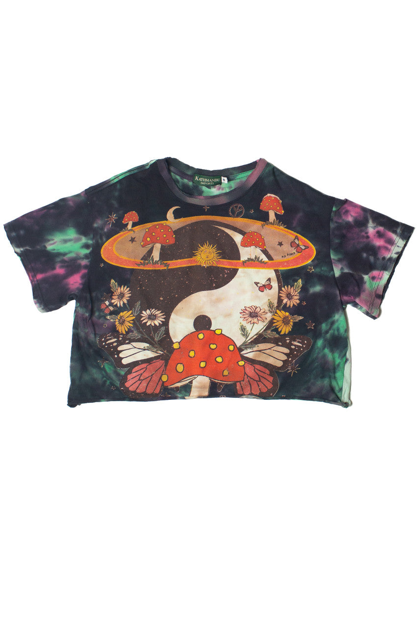 Tie Dye Yin Yang Mushroom Crop Tee
