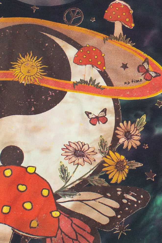 Tie Dye Yin Yang Mushroom Crop Tee