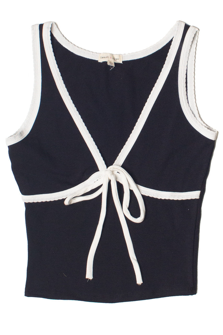 Tie Front Scallop Trim Tank Top