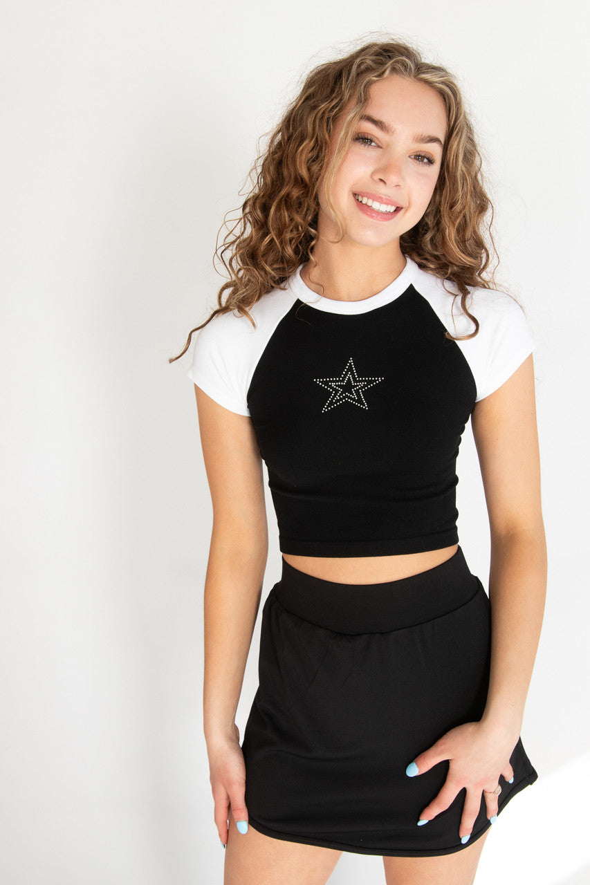 Rhinestone Star Baseball Crop Tee