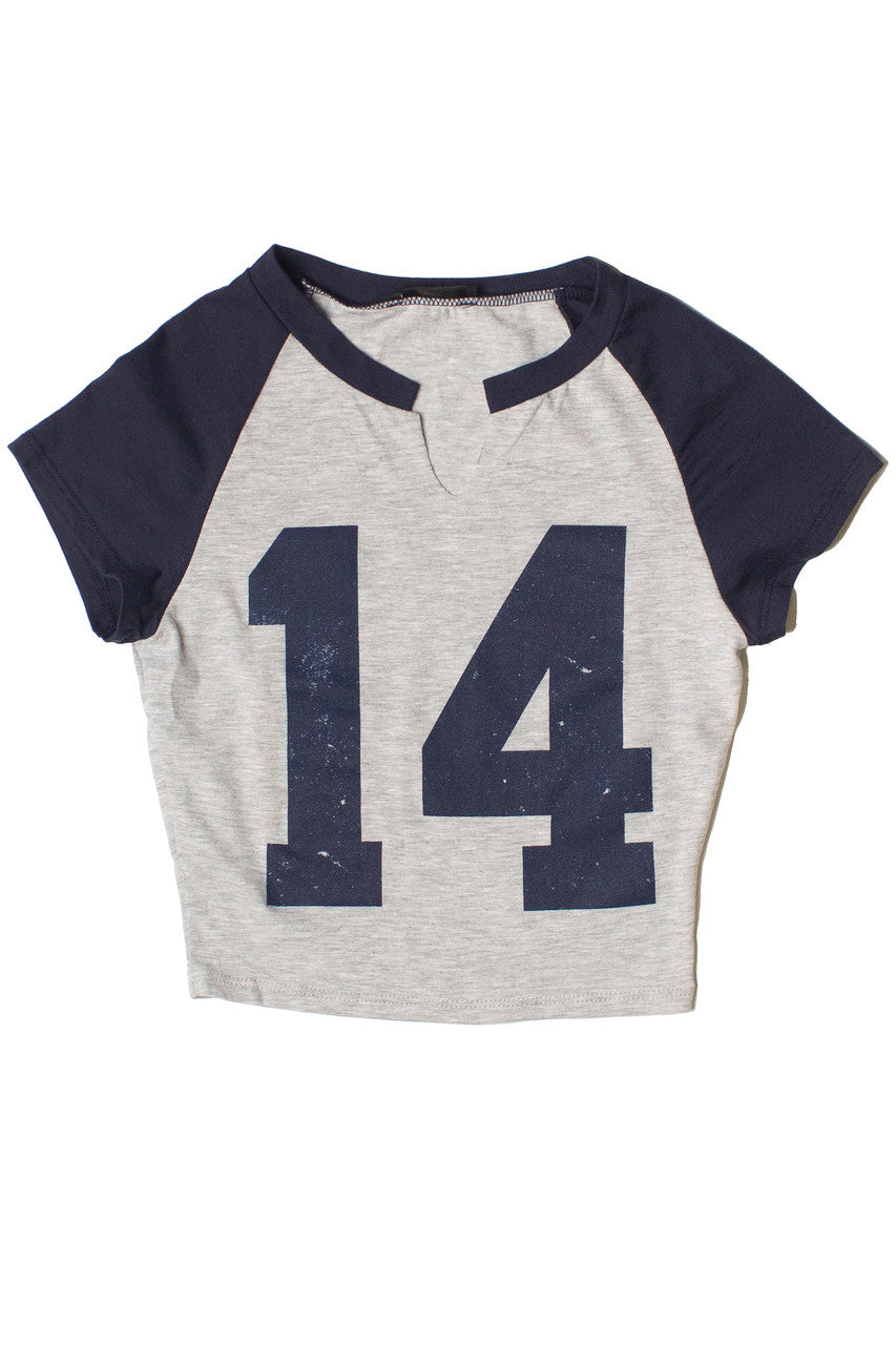 Notch Neck 14 Raglan Crop Tee