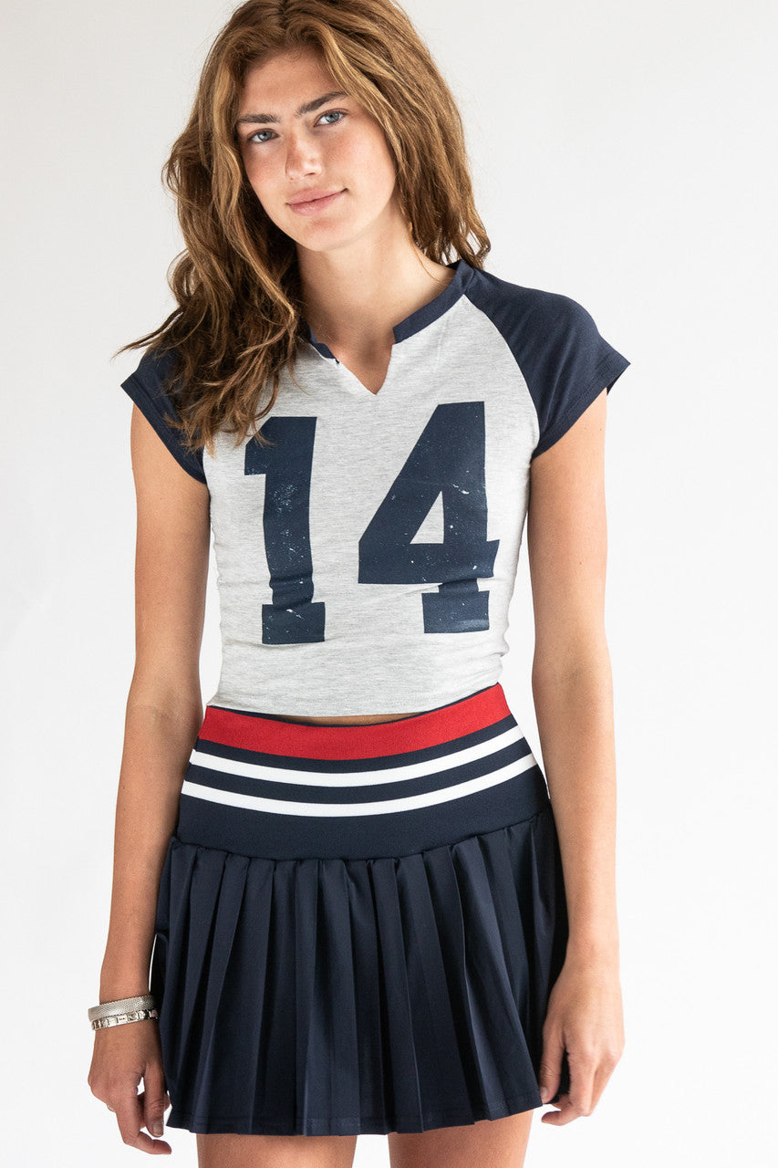 Notch Neck 14 Raglan Crop Tee