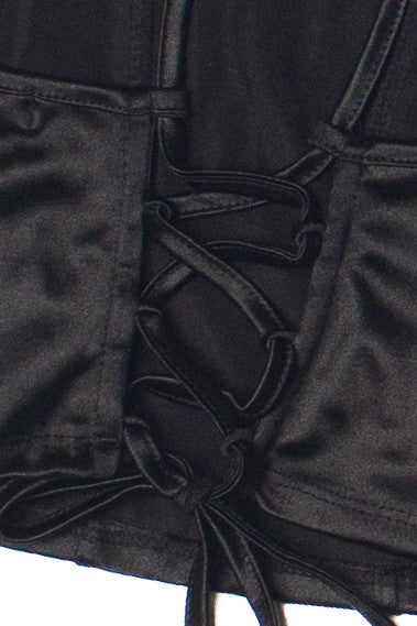 Satin Lace Up Back Crop Top