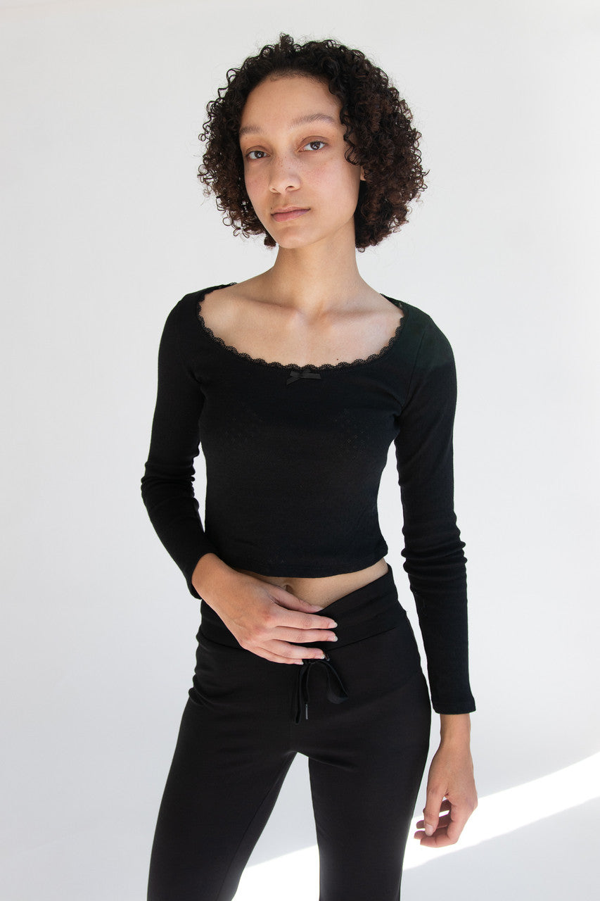 Pointelle Long Sleeve With Bow