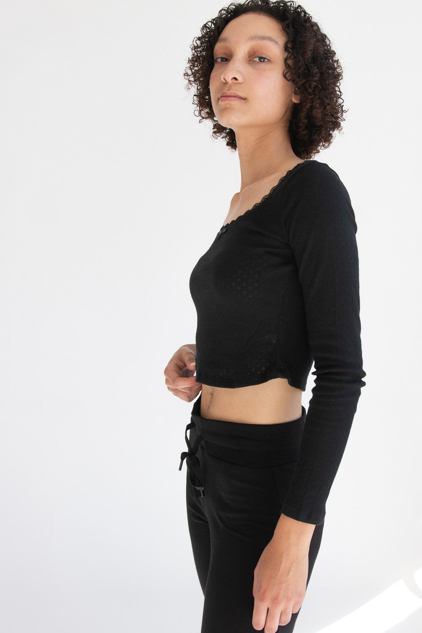 Pointelle Long Sleeve With Bow