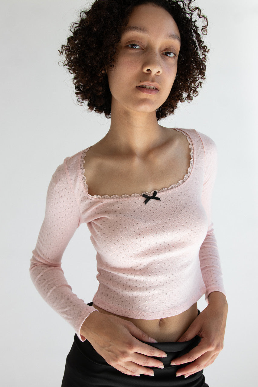 Pointelle Long Sleeve With Bow
