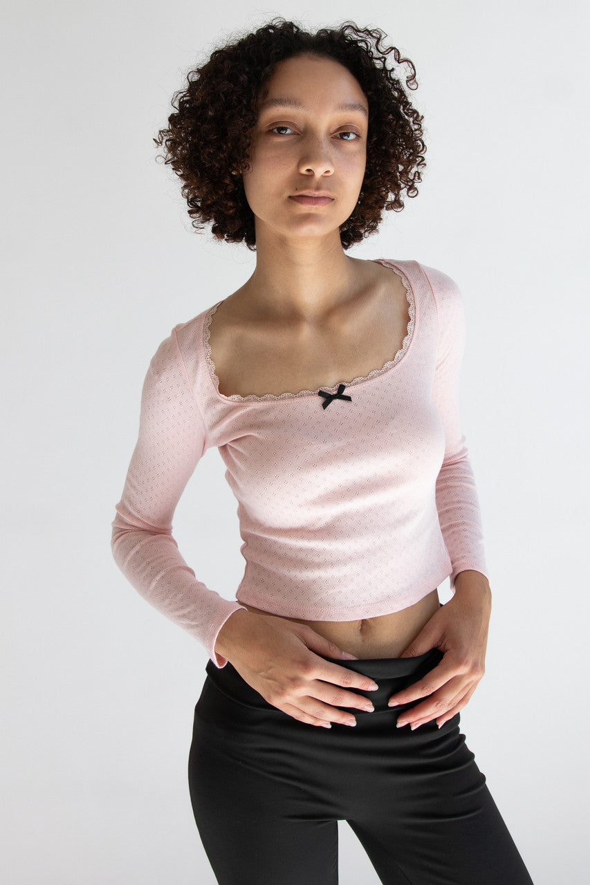 Pointelle Long Sleeve With Bow