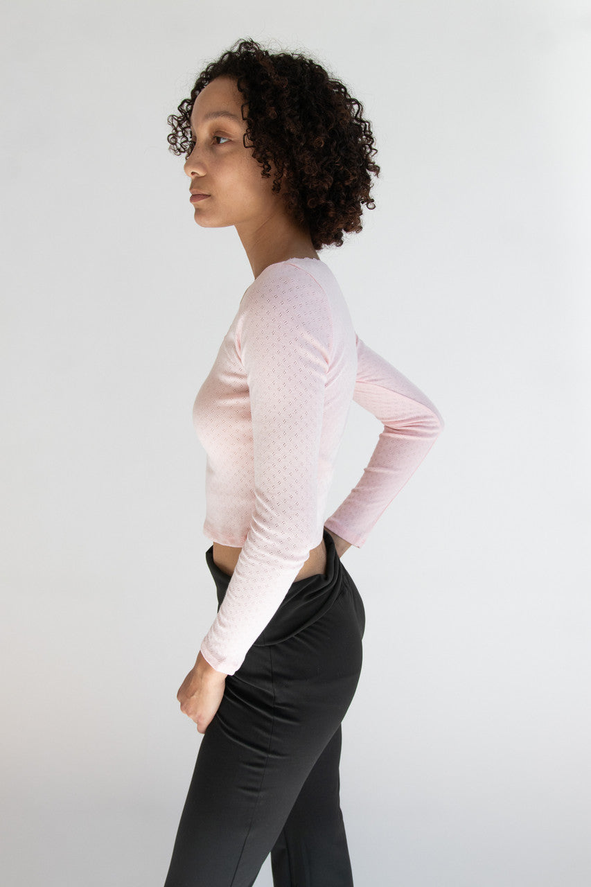 Pointelle Long Sleeve With Bow