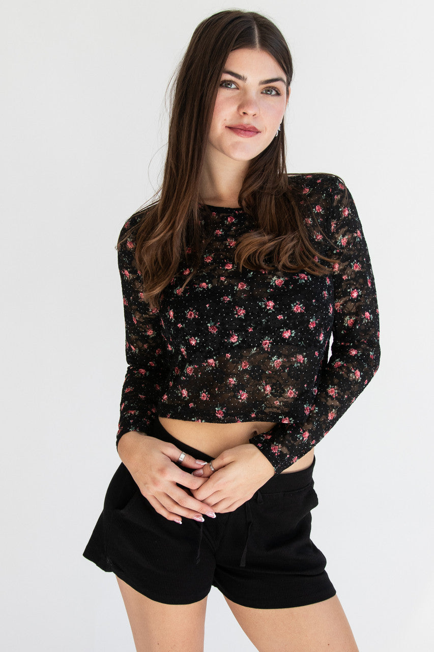 Floral Printed Lace Top