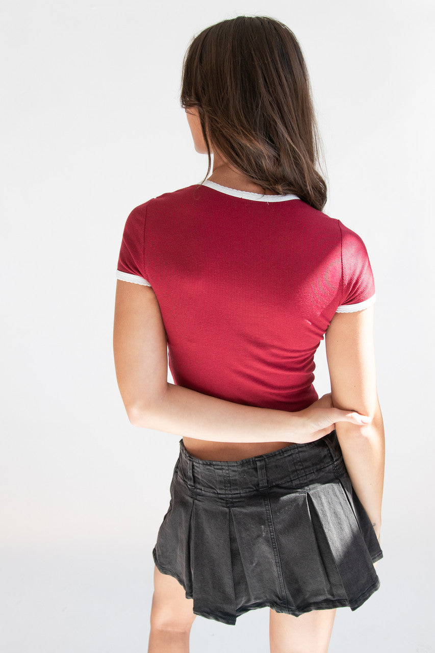 Scallop Edge Ringer Tee