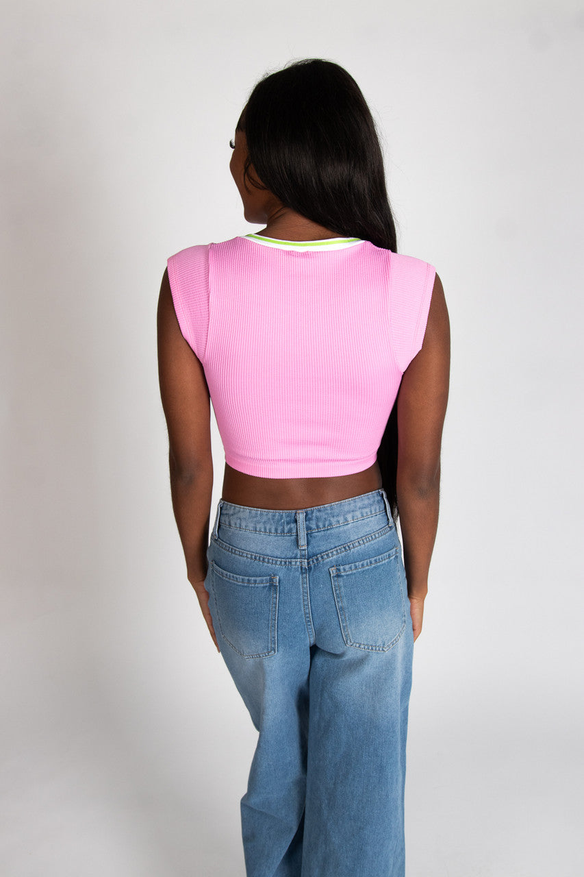 Sporty Notch Neck Seamless Tee