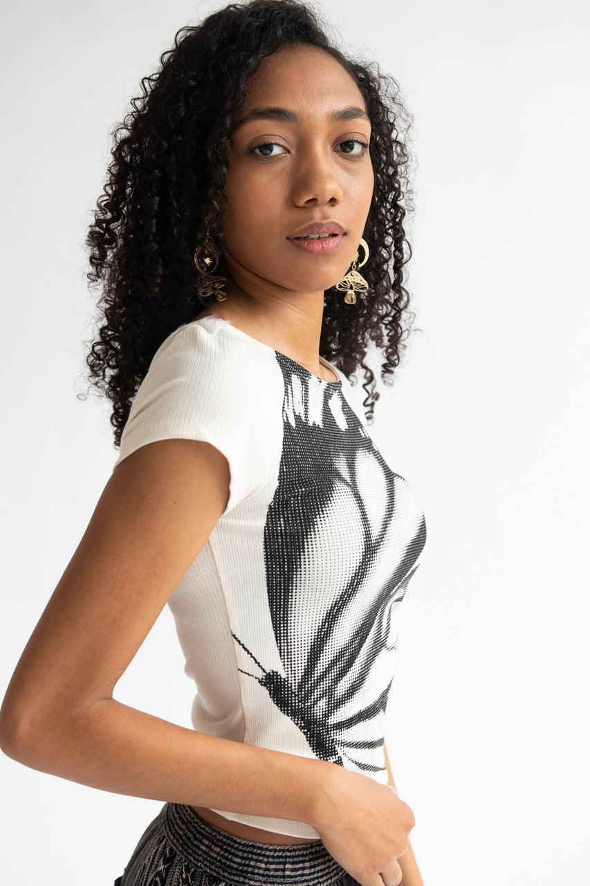 Open Back Halftone Graphic Tee