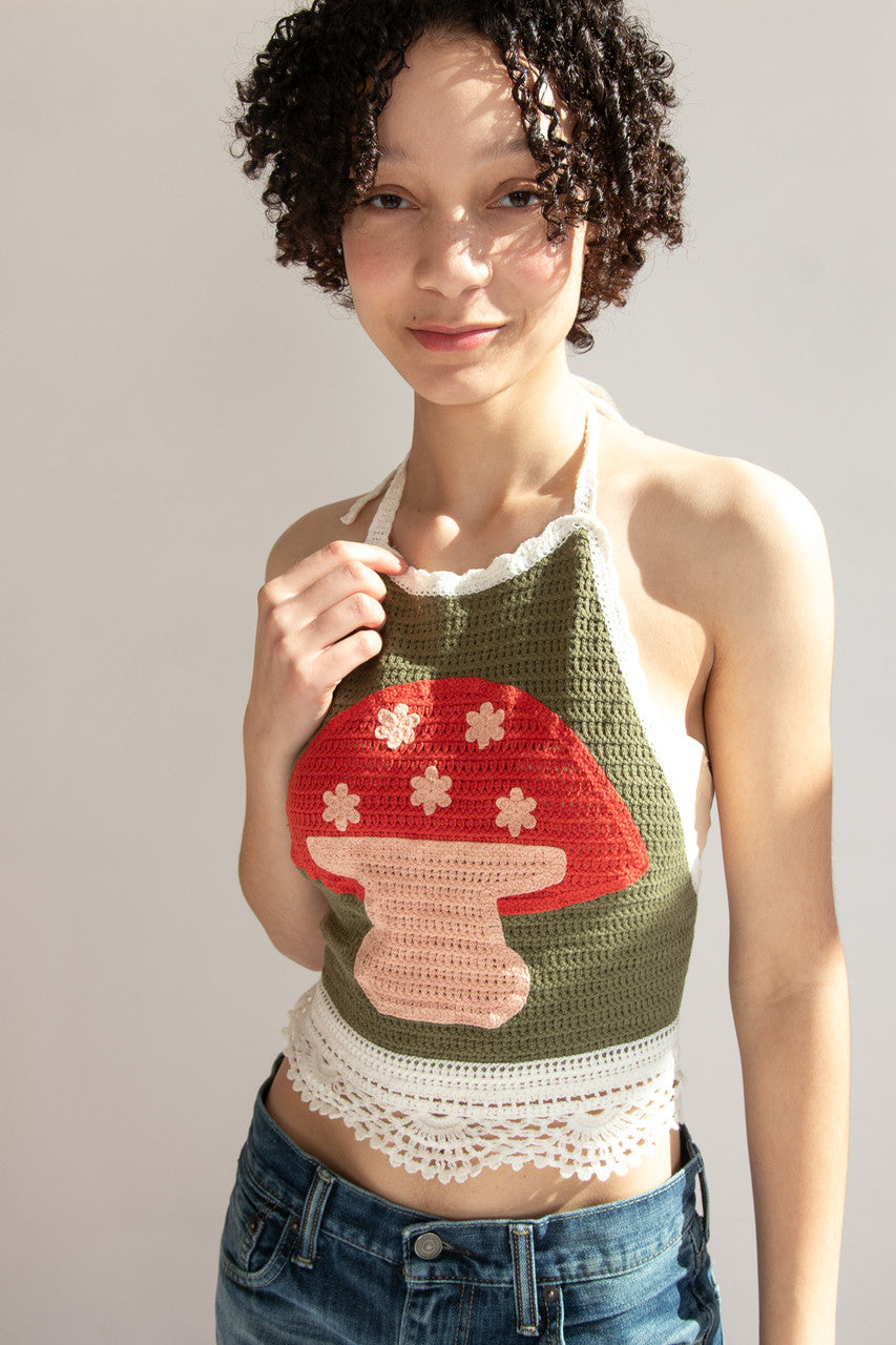 Crochet Mushroom Halter Top