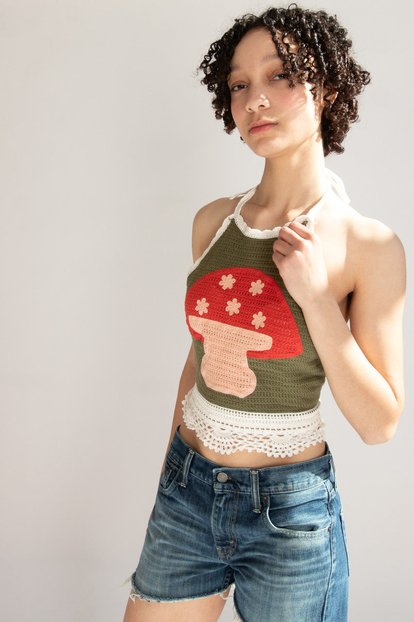 Crochet Mushroom Halter Top