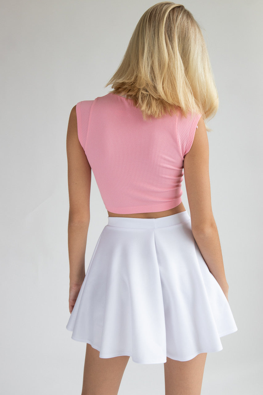 Embroidered Patch Sporty Notch Neck Seamless Tee