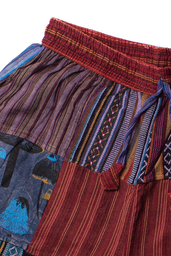 Indigo Mushroom Patchwork Cargo Shorts