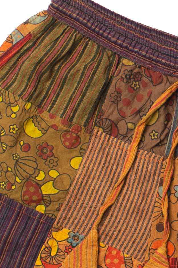 Mushroom Striped Patchwork Shorts