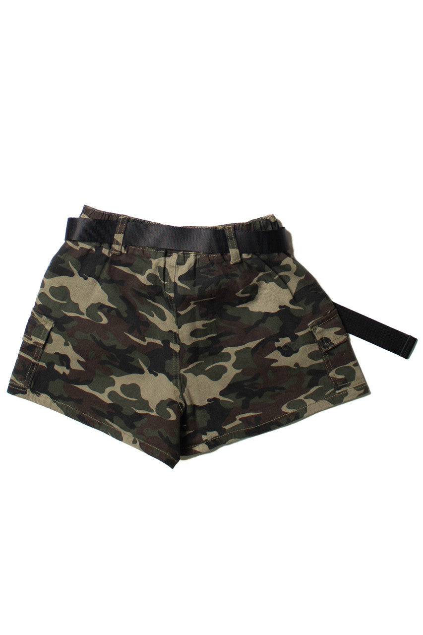 Belted Camouflage Cargo Shorts