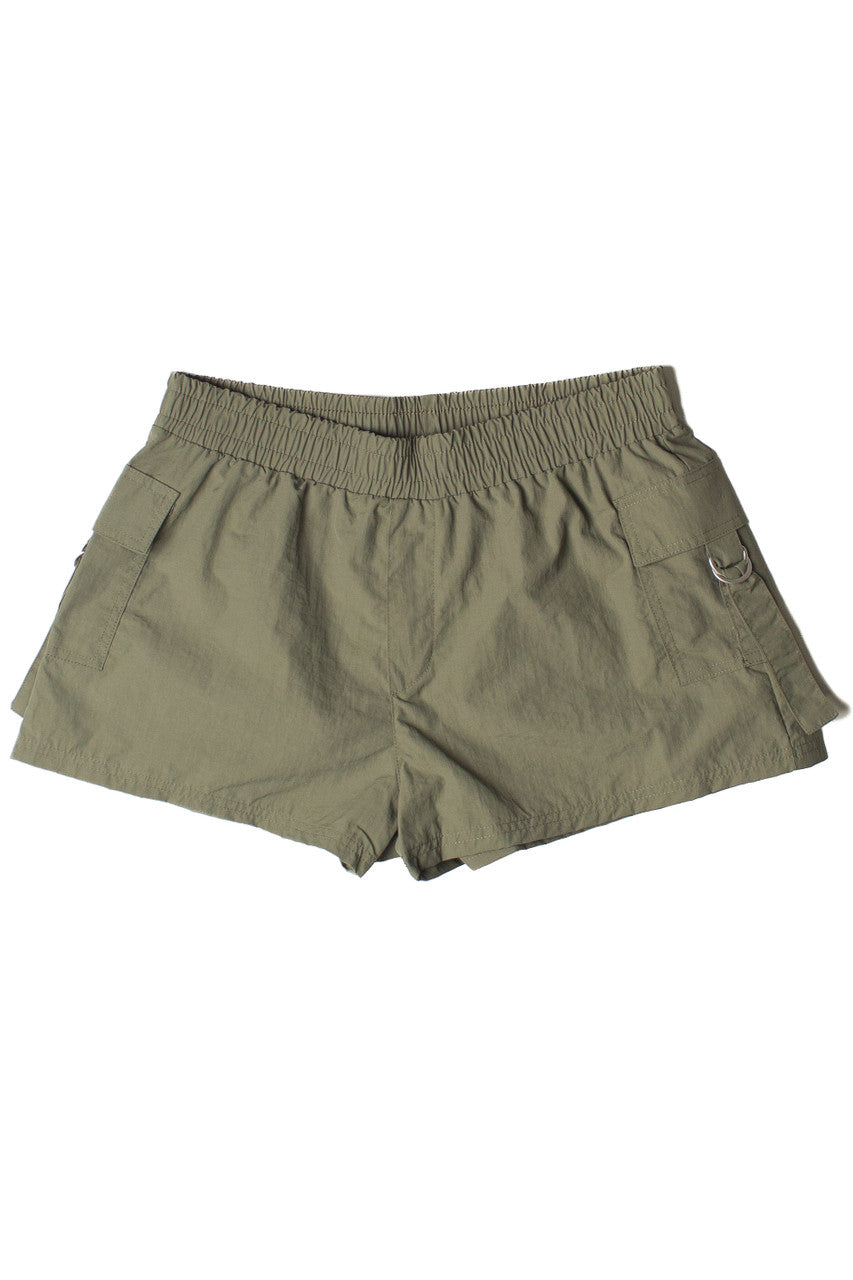 Army Green Parachute Cargo Shorts