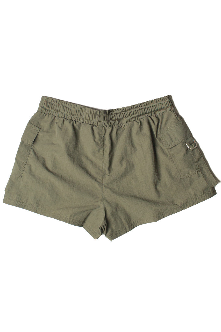 Army Green Parachute Cargo Shorts