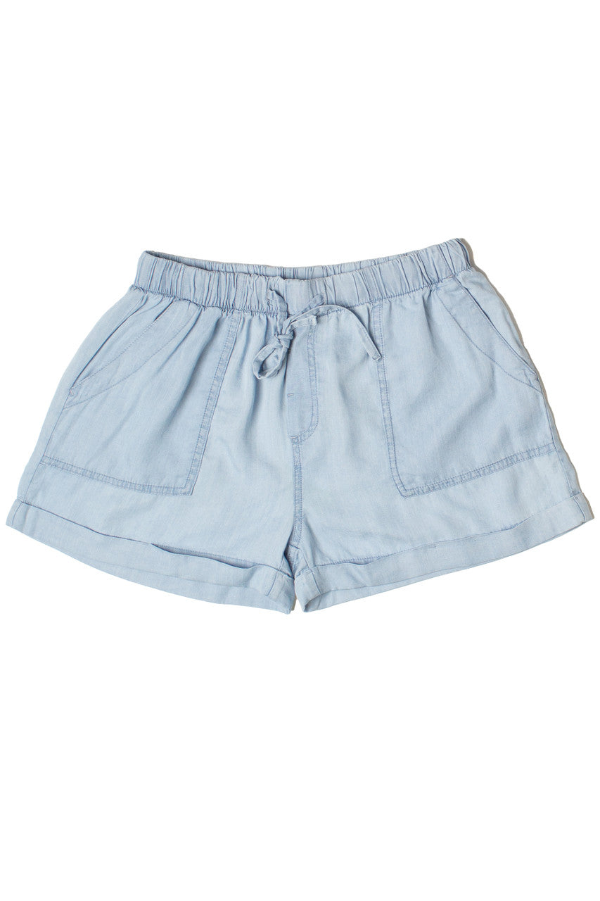 Cuffed Hem Drawstring Tencel Shorts