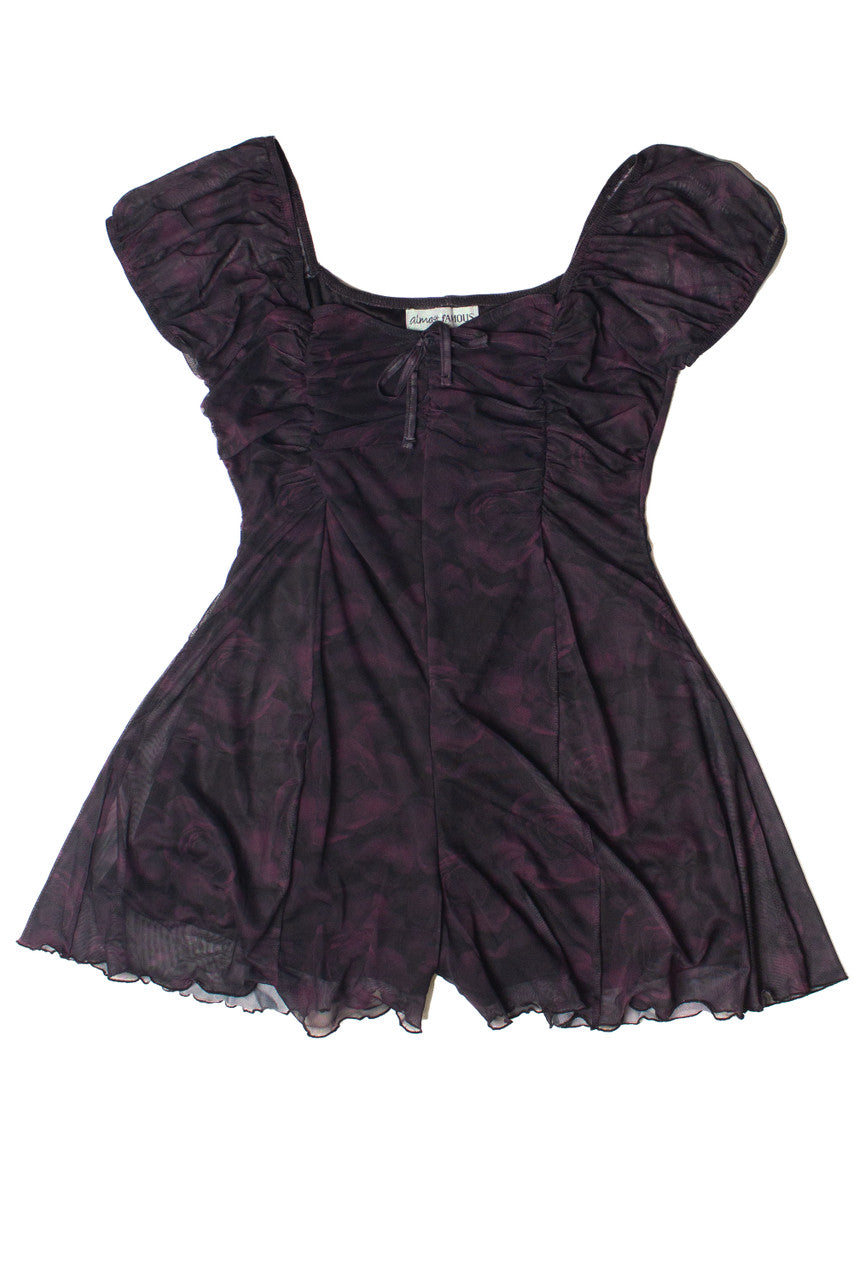 Mesh Ruched Dark Rose Romper