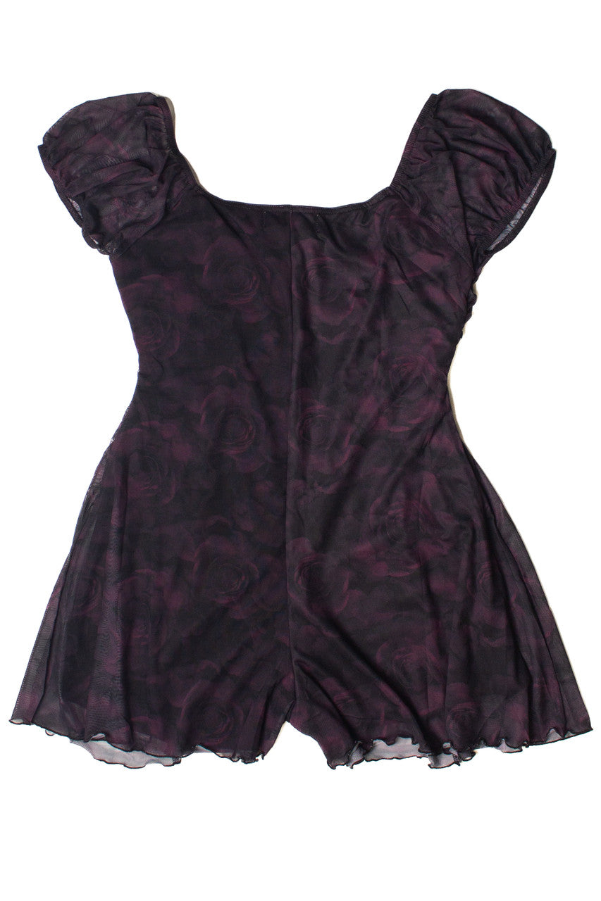 Mesh Ruched Dark Rose Romper