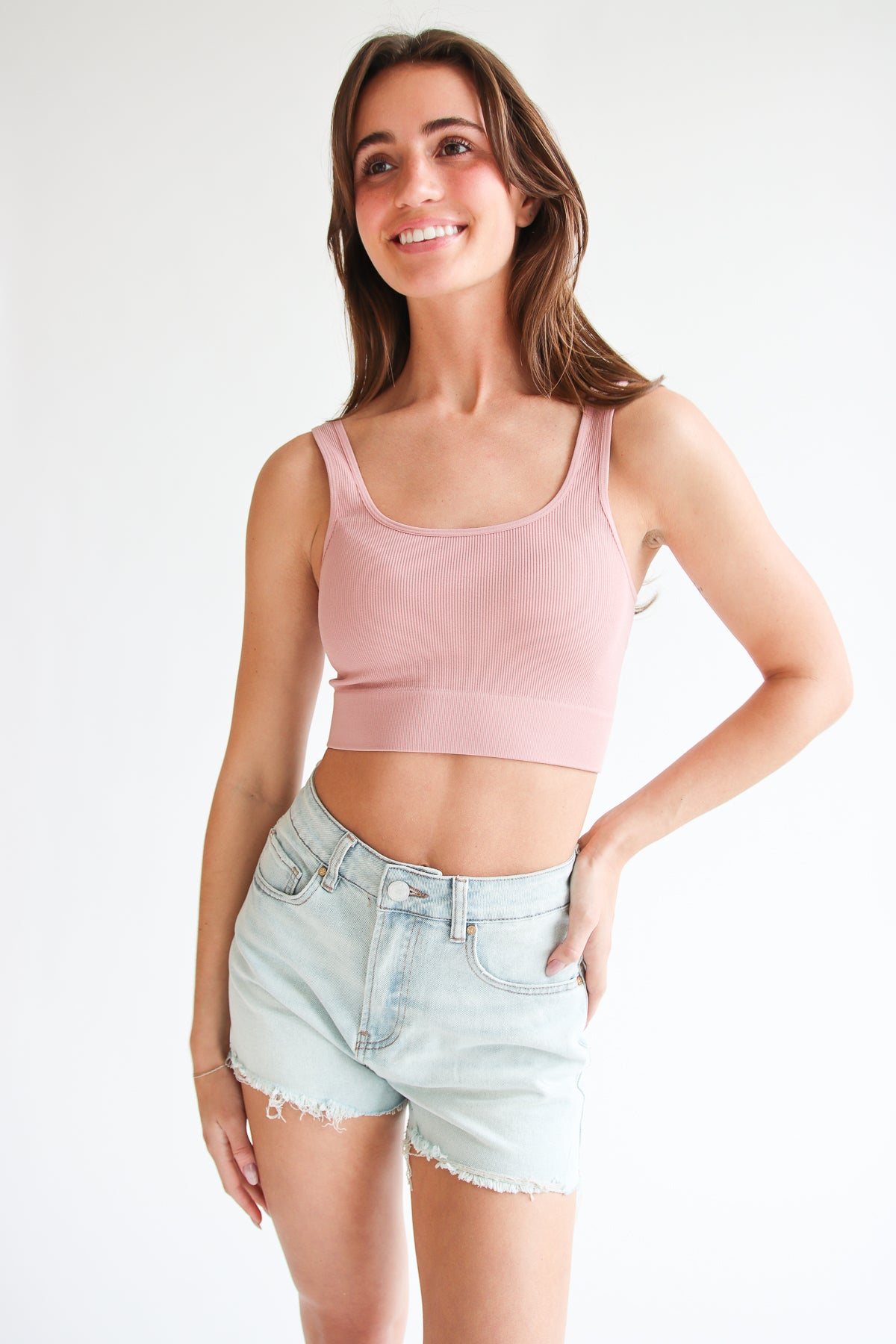 Embroidered Flowers Cut Off Denim Shorts - Light