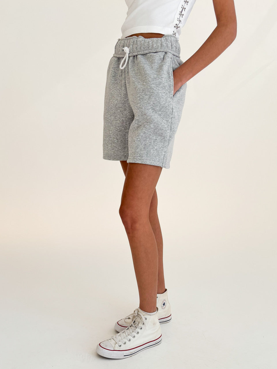 Fold Over Waist Fleece Sweatshorts