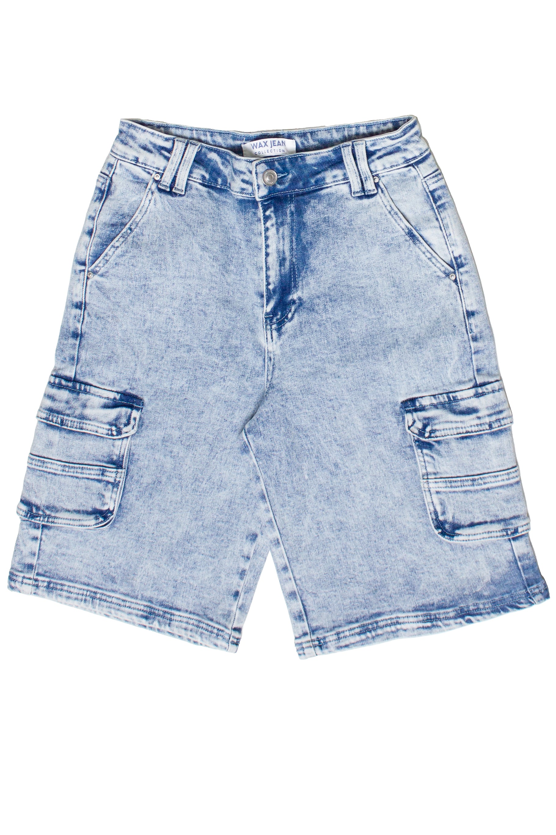 Acid Wash Cargo Jorts - Light