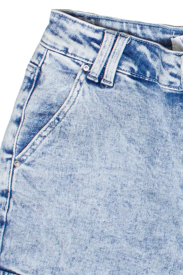 Acid Wash Cargo Jorts - Light