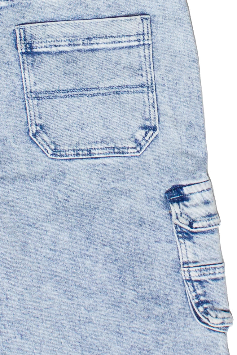 Acid Wash Cargo Jorts - Light